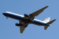 N660UA @ EGLL - Boeing 767-322ER [27115] (United Airlines) Home~G 09/05/2011. On approach 27R. Old scheme.