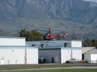 N694DC @ SZP - 2004 Robinson R22 BETA II, Lycoming O-360 derated to 131 Hp, approach to landing near its hangar - by Doug Robertson