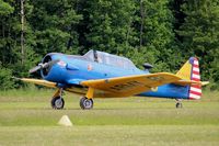 F-HLEA @ LFFQ - North American T-6G Texan, Landing rwy 28, La Ferté-Alais airfield (LFFQ) Air show 2015 - by Yves-Q