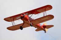 F-HDVD @ LFFQ - Boeing A75N1 (PT17), Take off, La Ferté-Alais airfield (LFFQ) Air show 2015 - by Yves-Q