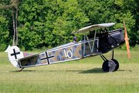 F-AZLM @ LFFQ - Fokker DVIIF replica, Taxiing to parking area, La Ferté-Alais Airfield (LFFQ) Air Show 2015 - by Yves-Q