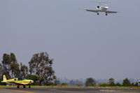 N6446L @ KSMO - waiting for VFR departure on Taxi way A.