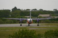 G-JECY @ LFRB - De Havilland Canada DHC-8-402Q Dash 8, Lining up prior take off rwy 25L, Brest-Bretagne Airport (LFRB-BES) - by Yves-Q