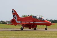 XX325 @ LFOT - Royal Air Force Red Arrows Hawker Siddeley Hawk T.1, Taxiing to parking area, Tours - St Symphorien Air Base 705 (LFOT-TUF) Open day 2015 - by Yves-Q