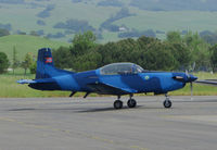 N76XC @ O69 - Ex-Austrian Air Force 1985 Pilatus PC-7 (3H-FN) repainted royal blue at Petaluma, CA home base - by Steve Nation