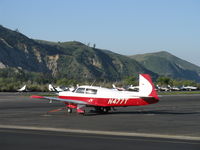 N477T @ SZP - 1967 Mooney M20F EXECUTIVE, Lycoming IO-360-A1A 200 Hp, Positive Control feature, long cabin, in prep for tug-tow to Ray's Aviation on field. Tug off photo to left... - by Doug Robertson