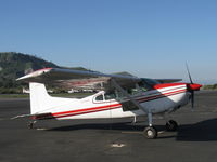 N714FP @ SZP - 1982 Cessna A185F SKYWAGON II, Continental IO-520 300 Hp, this model convertible to floats-equipped-hence the lower windows on the door shown for easier water visibility - by Doug Robertson
