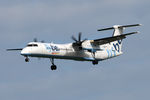 G-JEDM @ EGNT - De Havilland Canada DHC-8-402Q on approach to 25 at Newcastle Airport, October 2006. - by Malcolm Clarke