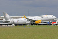 EC-MFK @ EGFF - A320-232, Vueling Airlines, callsign Vueling 12YQ, previously F-WWBY, seen departing runway 12 en-route to Alicante.