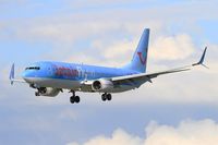 OO-JAF @ LFRB - Boeing 737-8K5, Short approach rwy 25L, Brest-Bretagne airport (LFRB-BES) - by Yves-Q
