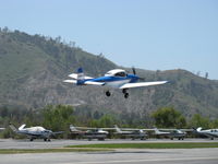 N8667H @ SZP - 1947 North American NAVION, Continental IO-520 285 Hp upgrade, takeoff climb Rwy 22, suckin-'em up, Young Eagles flight - by Doug Robertson