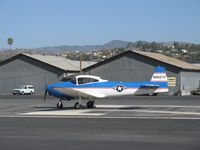 N8667H @ SZP - 1947 North American NAVION, Continental IO-520 285 Hp upgrade, takeoff roll Rwy 22, morning test flight - by Doug Robertson