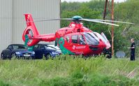 G-HEMN @ EGFH - Visiting Wales Air Ambulance helicopter as the Childrens Air Ambulance for Wales. - by Roger Winser