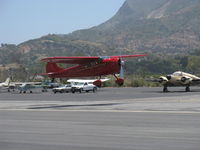N195H @ SZP - 1948 Cessna 195 BUSINESSLINER, Jacobs R-755-A2 300 Hp radial, takeoff climb Rwy 22 for MHV - by Doug Robertson