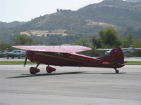 N195H @ SZP - 1948 Cessna 195 BUSINESSLINER, Jacobs R-755-A2 300 Hp radial, taxi back after landing Rwy 22 - by Doug Robertson