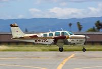 N361TC @ KRHV - Locally-based 1980 Beechcraft A36TC Bonanza departing runway 31R at Reid Hillview Airport, San Jose, CA. - by Chris Leipelt