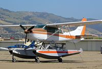 N9493Z @ KRHV - Locally-based 1981 Cessna TU206G Turbo on floats parked at its tie down at Reid Hillview Airport, San Jose, CA. This has been sitting for quite some time.. - by Chris Leipelt