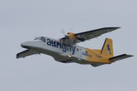 G-SAYE @ EGJB - Departing Guernsey for Alderney on a grey and wet Liberation Day (local holiday) - by alanh