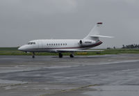 N229QS @ KAPC - NetJets 2001 Dassault Falcon 2000 arriving from KSMO @ rainy Napa County Airport, CA - by Steve Nation