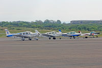 G-CHFK @ EGFH - Cherokee Six, British Disabled Flying Association Blackbushe based, seen parked up with Cherokee Warrior II G-BSYY, Tiger G-WMTM and Monsun G-AYPE. - by Derek Flewin