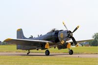 F-AZFN @ LFOT - Douglas AD-4N Skyraider, Taxiing to parking area, Tours-St Symphorien Air Base 705 (LFOT-TUF) Open day 2015 - by Yves-Q