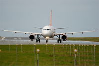 G-EZBV @ LFRB - Airbus A319-111, Taxiing to holding point rwy 25L, Brest-Bretagne airport (LFRB-BES) - by Yves-Q