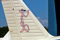 ZS-ESW @ FAVG - Piper PA-28-140 Cherokee [28-22004] Durban-Virginia~ZS 18/09/2006. Showing the Pink Panther tail artwork.