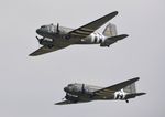 N473DC @ EGSU - 45. a pair of superb Dakotas against the grey skies at the IWM American Airshow, May 2016.