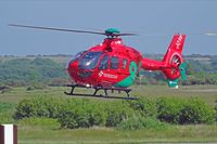 G-HEMN @ EGFH - EC-135T-2+, Wales Air Ambulance Helicopter call sign Helimed 57. Dafen based, seen letting down at the pumps out of Morriston Hospital. - by Derek Flewin