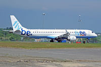 G-FBEK @ EGFF - Embraer 195LR, Flybe, call sign Jersey 862J, previously PT-SDC, seen departing runway 12 en-route to Glasgow. - by Derek Flewin