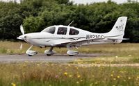 N821CC @ EGFH - Visiting SR22 Generation 2 aircraft arriving Runway 22. - by Roger Winser