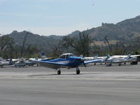 N8667H @ SZP - 1947 North American NAVION, Continental IO-520 285 Hp upgrade, landing roll Rwy 22, Young Eagles flight - by Doug Robertson