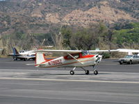 N7965Z @ SZP - 1963 Cessna 150C, Continental O-200 100 Hp, an SZP-based well-kept early straight tail 150, landing roll Rwy 22 - by Doug Robertson