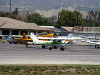 N2977V @ SZP - 1974 Cessna 150M, Continental O-200 100 Hp, taxi - by Doug Robertson