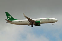 EZ-A004 @ EGLL - Boeing 737-82K [36088] (Turkmenistan Airlines) Home~G 17/06/2015. On approach 27L.
