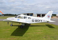 G-BSYY @ EGLK - Piper Cherokee Warrior II at Blackbushe. Ex N440X - by moxy