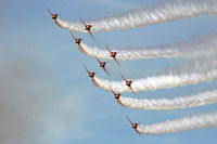 XX278 - Hawk T.1A, Red Arrows RAF Scampton based, led by Red 1 Squadron Leader David Montenegro (Team Leader) seen displaying at WNAS16. - by Derek Flewin