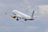 EC-MEL @ EGFF - A320-232, Vueling Airlines, previously D-AXAT, call sign Vueling 12EX, seen departing runway 30 en-route to Palma Mallorca.