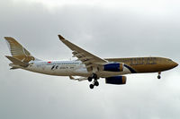 A9C-KC @ EGLL - Airbus A330-243 [286] (Gulf Air) Home~G 28/03/2010. On approach 27L. Missing IX from Grand Prix 2010 titles on the starboard side. - by Ray Barber