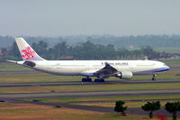 B-18307 @ WIII - Airbus A330-302 [691] (China Airlines) Jakarta-Soekarno Hatta Int'l~PK 26/10/2006. Taken through glass window of hotel. - by Ray Barber