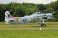 F-AZDP @ LFFQ - Douglas AD-4NA Skyraider, Taxiing to parking area, La Ferté-Alais airfield (LFFQ) Airshow 2015 - by Yves-Q