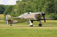 F-AZXR @ LFFQ - Hawker Hurricane Mk.IIa, Taxiing, La Ferté-Alais airfield (LFFQ) Airshow 2015 - by Yves-Q