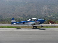 N8667H @ SZP - 1947 North American NAVION, Continental IO-520 285 Hp upgrade, landing Rwy 22, Young Eagles flight - by Doug Robertson