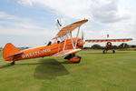 SE-BOG @ X5FB - Boeing B75N-1 Stearman prior to a wing walking performance at the 2014 Sunderland Air Show. Fishburn Airfield, July 26th 2014. - by Malcolm Clarke