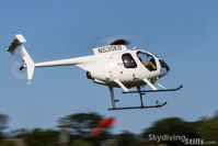 N530KD @ 7B9 - MD 530F landing at Ellington, CT - by Dave G