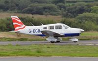 G-EGBJ @ EGFH - Visiting Cherokee Warrior II departing Runway 28. - by Roger Winser