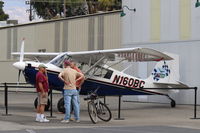 N160BC @ SZP - 2004 American Champion 8GCBC SCOUT, Lycoming O&VO-360 180 Hp, Featured aircraft at Aviation Museum of Santa Paula First Sunday display area gets some attention. - by Doug Robertson
