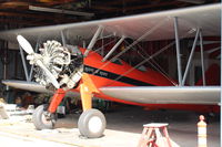 N65124 @ SZP - 1943 Boeing Stearman A75N1 (PT-17) 'Spirit of OPEC', P&W R-985 450 Hp Wasp Jr. upgrade build by Jacobs, squared wingtips mod gives more wing area, in a Mason hangar. Experimental class. Read my Stearman article here, more photos. - by Doug Robertson