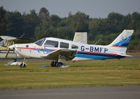 G-BMFP @ EGLK - Piper Cherokee Warrior II at Blackbushe. Ex N 3032L - by moxy