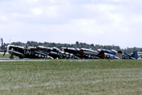 N3395G @ KOSH - 5 P-47s awaiting their slot at Air Adventure 1993 Oshkosh - by kenvidkid